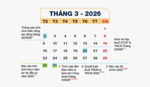 Lịch pháp lý cho doanh nghiệp trong tháng 3 năm 2026