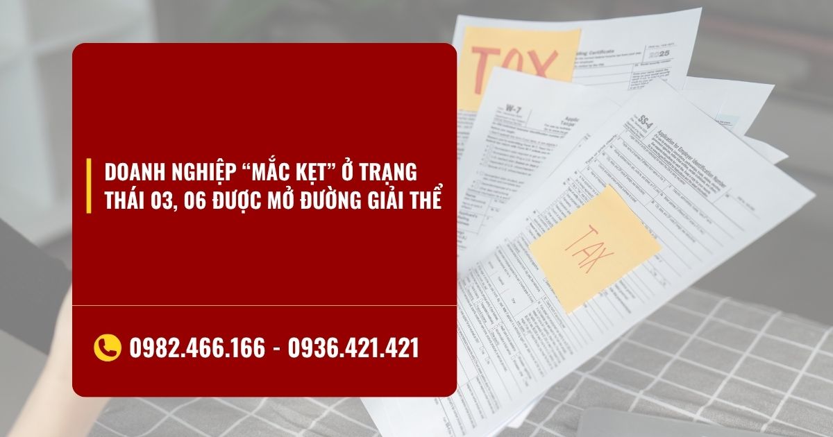 Doanh Nghiệp “mắc Kẹt” ở Trạng Thái 03, 06 được Mở đường Giải Thể