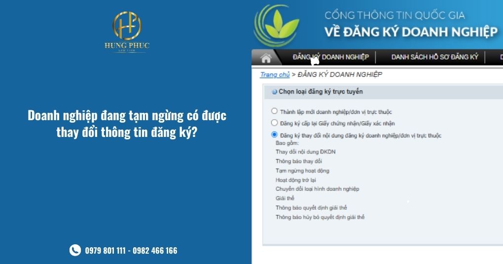 Doanh Nghiệp đang Tạm Ngừng Có được Thay đổi Thông Tin đăng Ký